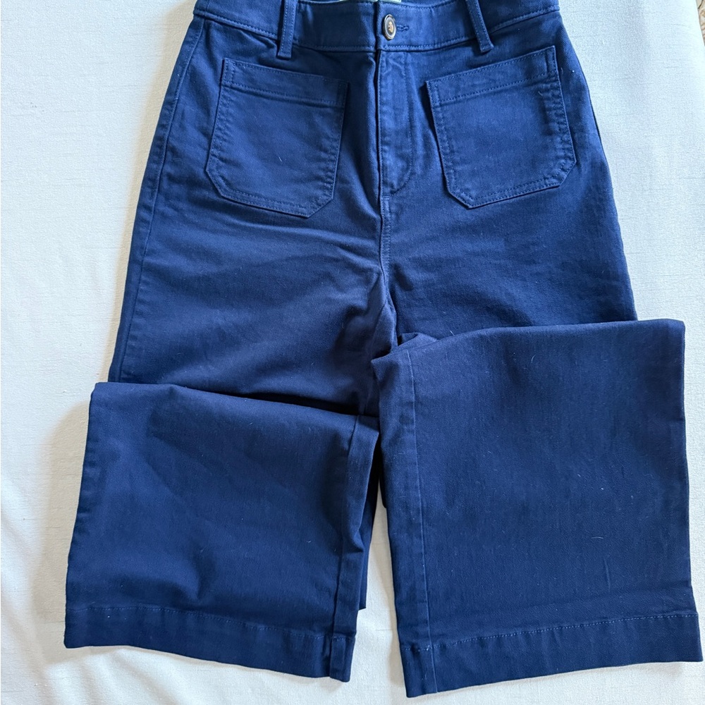 LOFT Navy Blue Palmer wide leg twill Pants